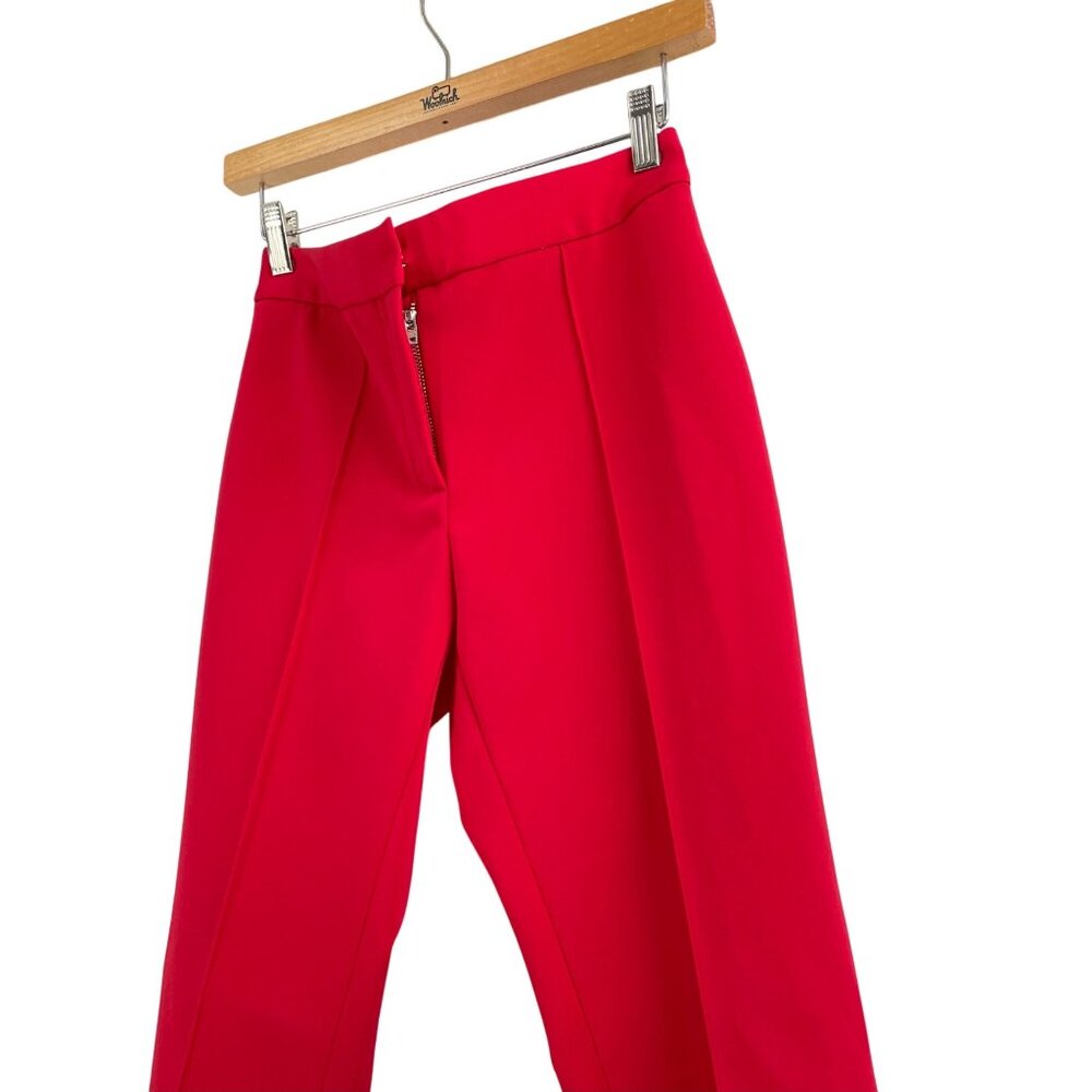 Yigal Azrouël Womens Size 4 Red Tailored Trousers Slim Fit Luxury Bold Classic - Picture 3 of 10